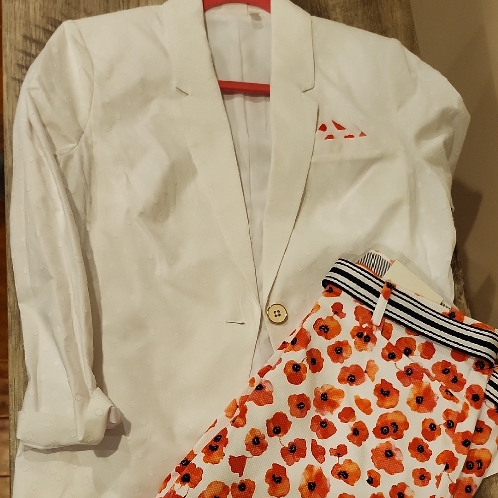White Blazer with Floral Pants